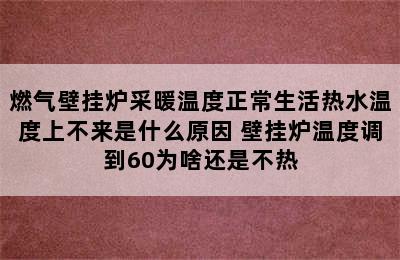 燃气壁挂炉采暖温度正常生活热水温度上不来是什么原因 壁挂炉温度调到60为啥还是不热